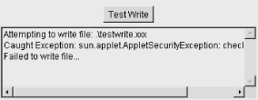 An unsigned applet violating security policy