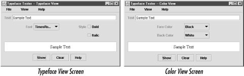 Typeface Tester’s two screens