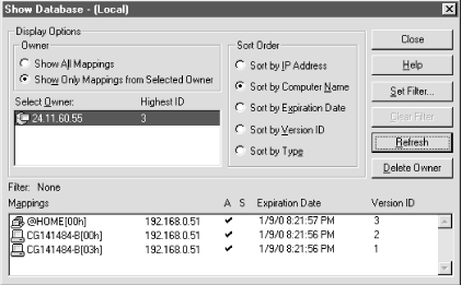 Snapshot of WINS Manager in Windows NT 4.0