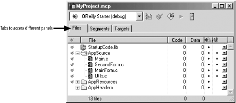 The Files panel of the project window