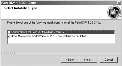Selecting the installation type