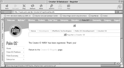 Notification that the creator ID has been registered
