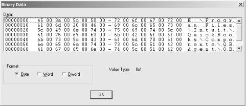 The Binary Data dialog