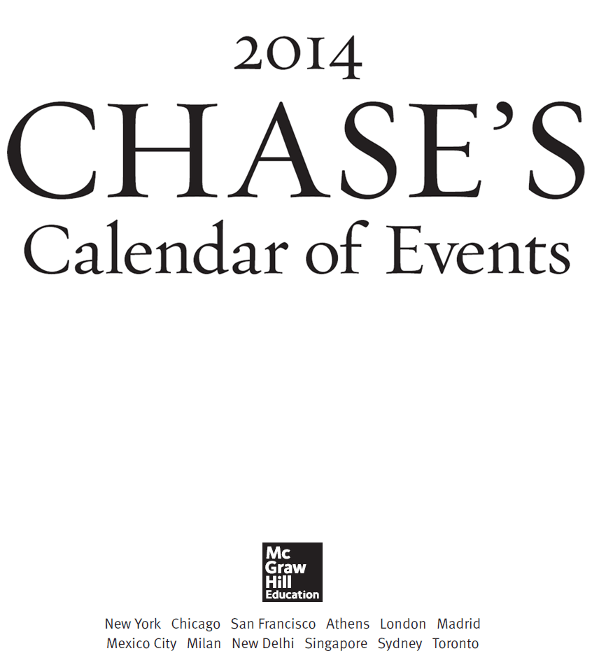 2014 Chase’s Calendar of Events Chase's Calendar of Events 2014, 57th