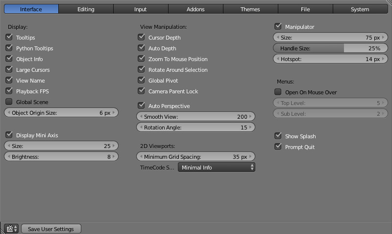 Blender User Preferences - Blender: A Hands-On Guide Creating 3D Animated Characters
