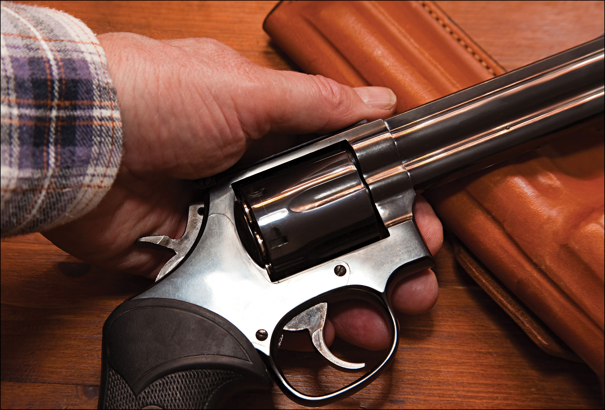 Close-up photo of a handgun