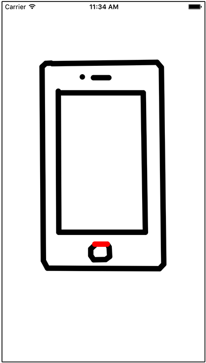 Screenshot shows a detail view controller that has a drawing of an iPhone device at the center.
