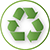 Photo shows the Recycle logo, comprising three bent green arrows forming a triangle.