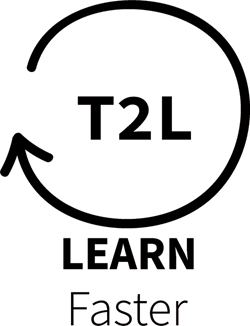 Clockwise arrow, representing "T2L, Learn faster."