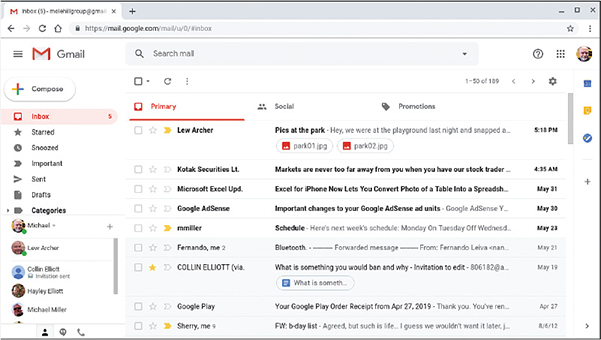 A screenshot shows the Gmail home page.