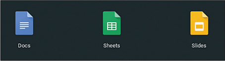 A panel shows docs, sheets, and slides icons.