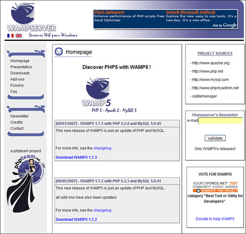 Web page from which to download WAMP5