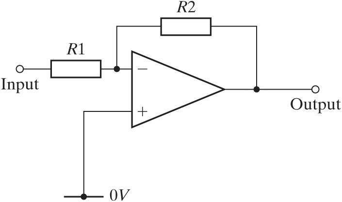 An illustration for an amplifier circuit has electrical components. 