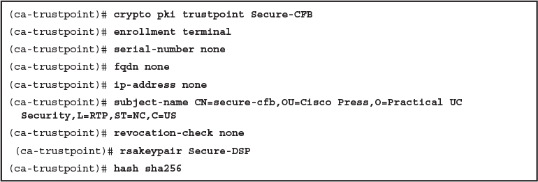 Code Snippets - Practical Cisco Unified Communications Security [Book]