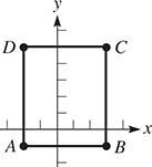 The graph is rectangle Ay B C D. Point Ay is 2 units left, 1 unit down; B is 3 units right, 1 unit down; C is 3 units right, 5 units up; and D is 2 units left, 5 units up.