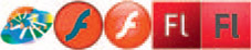 Figure 2.1 Flash logos from previous versions, all the way back to Flash 5.