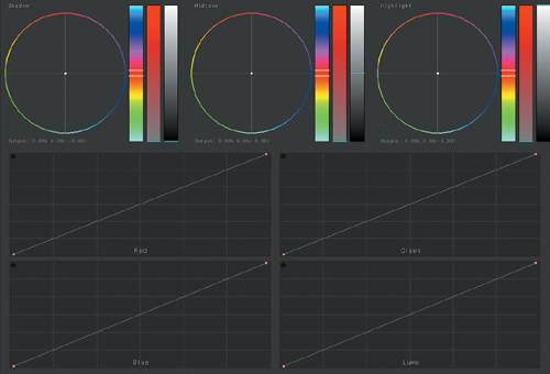 The color curves are located underneath the color balance controls in the Primary In and Out rooms.