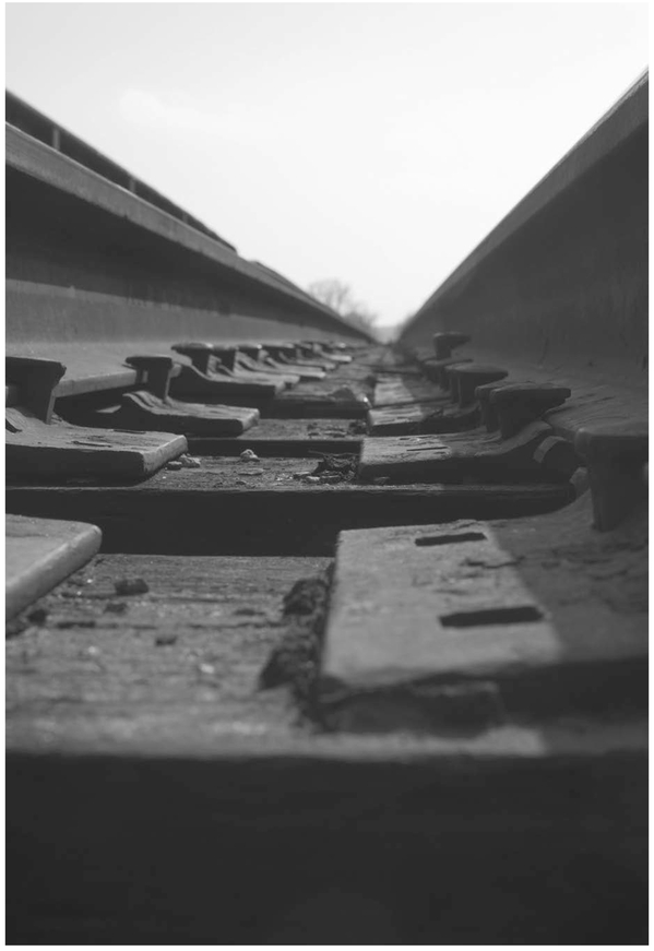 FIGURE 3.1 Detail of railroad tracks. You can combine a number of different composition guidelines in one image. Nikon D300s with Nikon 35 mm f/1.8G. 1/160 @ f/11 ISO 200
