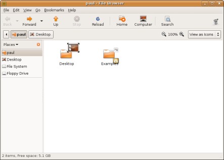 Figure 12-1: You can navigate to your files and folders in the home directory view.