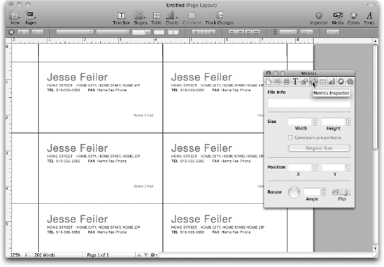 Use inspectors to view settings for an iWork document and its contents.