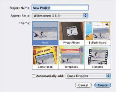 Choose settings for the new project in the New Project dialog box.