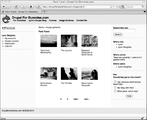 Thumbnail view of an image gallery.