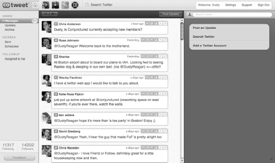 CoTweet manages contacts for business tweeting.