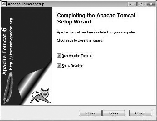 Windows installation of Tomcat is complete