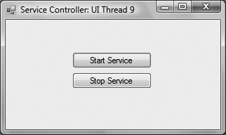 The Service Controller UI after adding two Button controls
