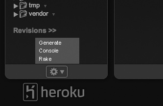 The Heroku gear menu
