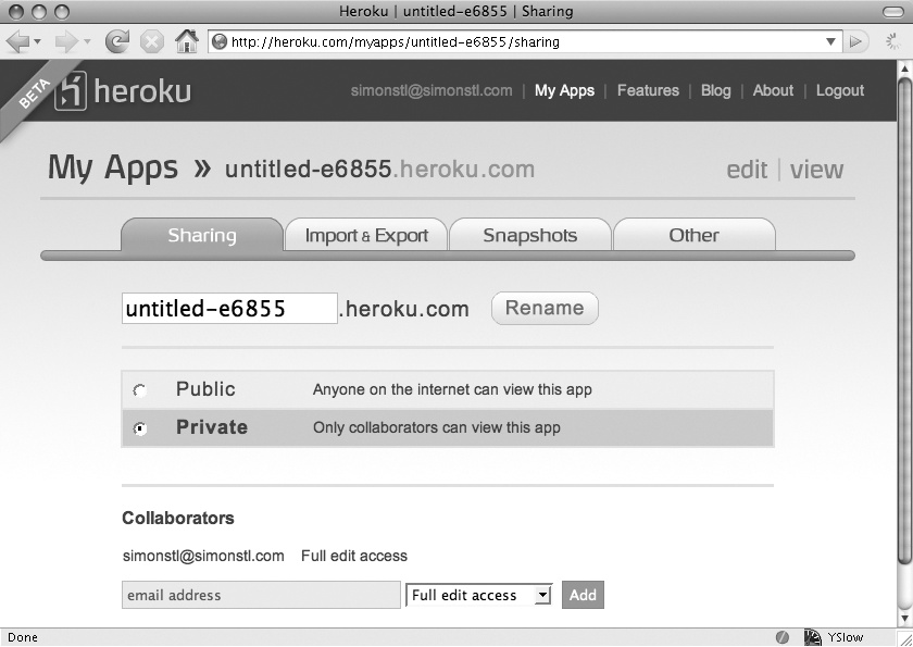 Application settings in Heroku