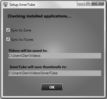 InnerTube configuring itself for your PC
