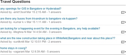 Yahoo! India Our City was designed for users who were not familiar with mouse rollover; the email icon is shown at all times