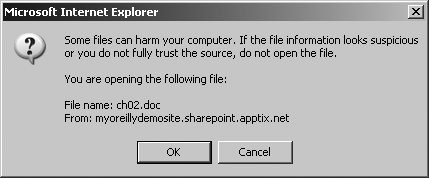Security warning displays when opening Office files from the Internet