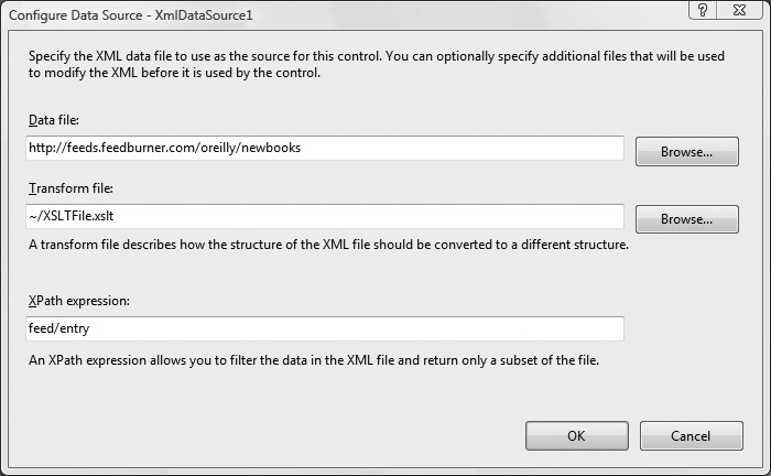 Configuring the XmlDataSource control
