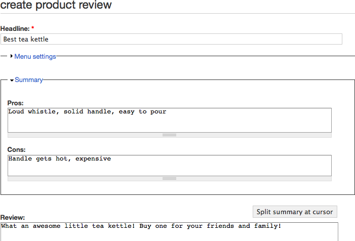 Creating a product review