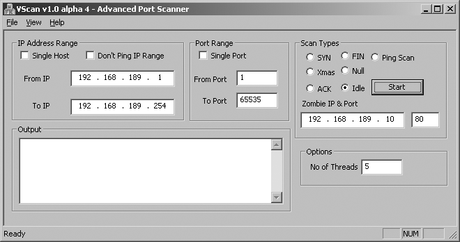 Vscan used to launch an IP ID header scan