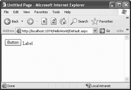 This is what HelloWorld looks like in the browser before you do any coding. The button doesn’t do anything yet, though.