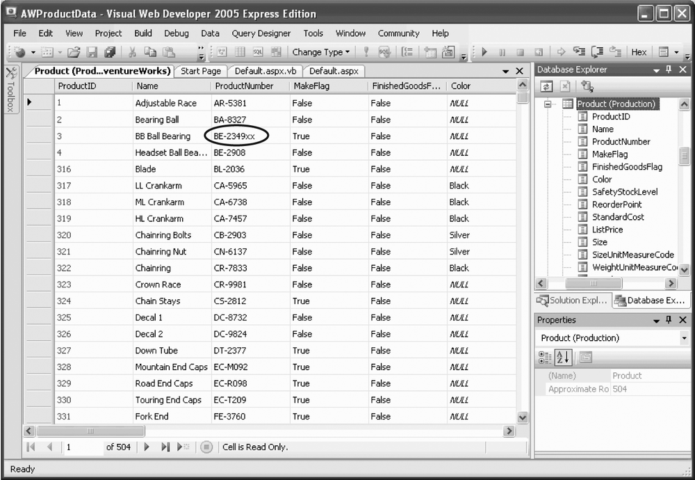 If you view the table in the database after editing it in the GridView, you’ll see that the changes have been saved.