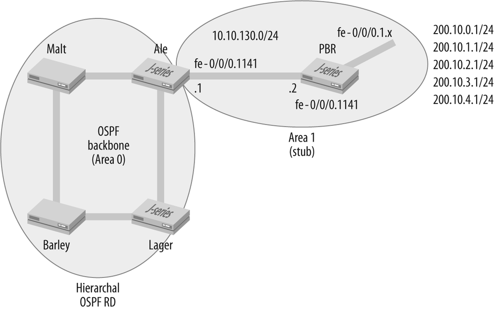 A hierarchical OSPF network