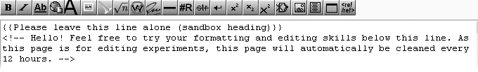 The edit box after deleting all but the top three lines. Now the edit box is ready for you to add text. Of what remains, the first line is a template (see ), and the second and third lines are an invisible commentâvisible, that is, only when youâre in edit mode.