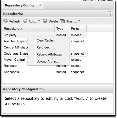 Repository options (right-click on a repository)