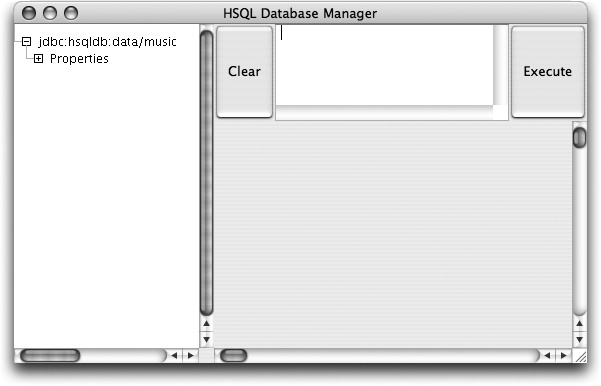 HSQLDB database manager interface
