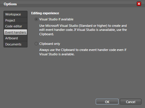 Visual Studio 2008 can take over event handling code for Silverlight applications