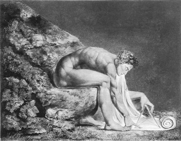 This painting of Newton, by William Blake, shows him as a lost hero. Blake felt that Newton's attempts to solve everything through science and alchemy were misguided.