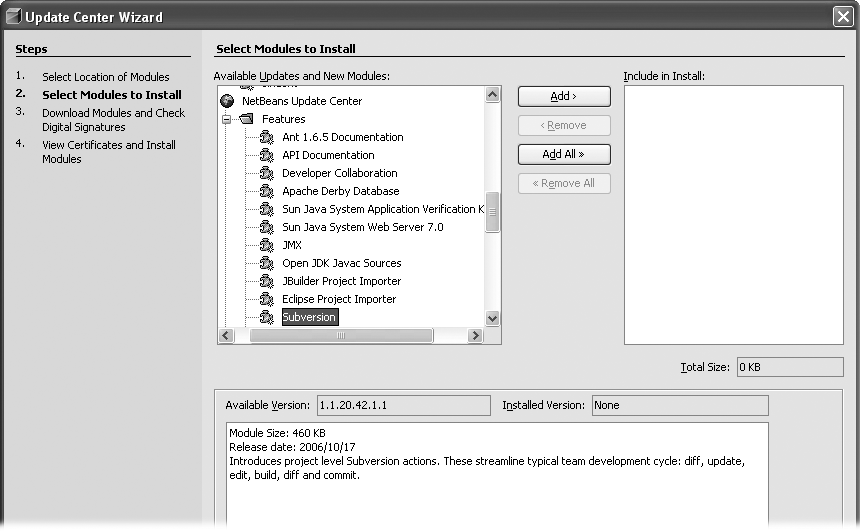 Installing Subversion in NetBeans