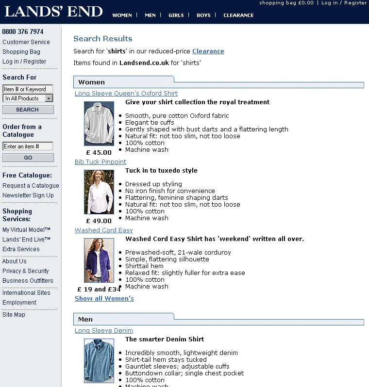 Search results for shirts on Landsend.co.uk
