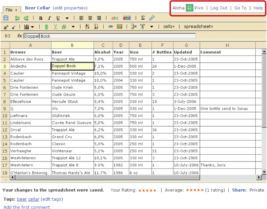 An example of an online spreadsheet application with NumSum