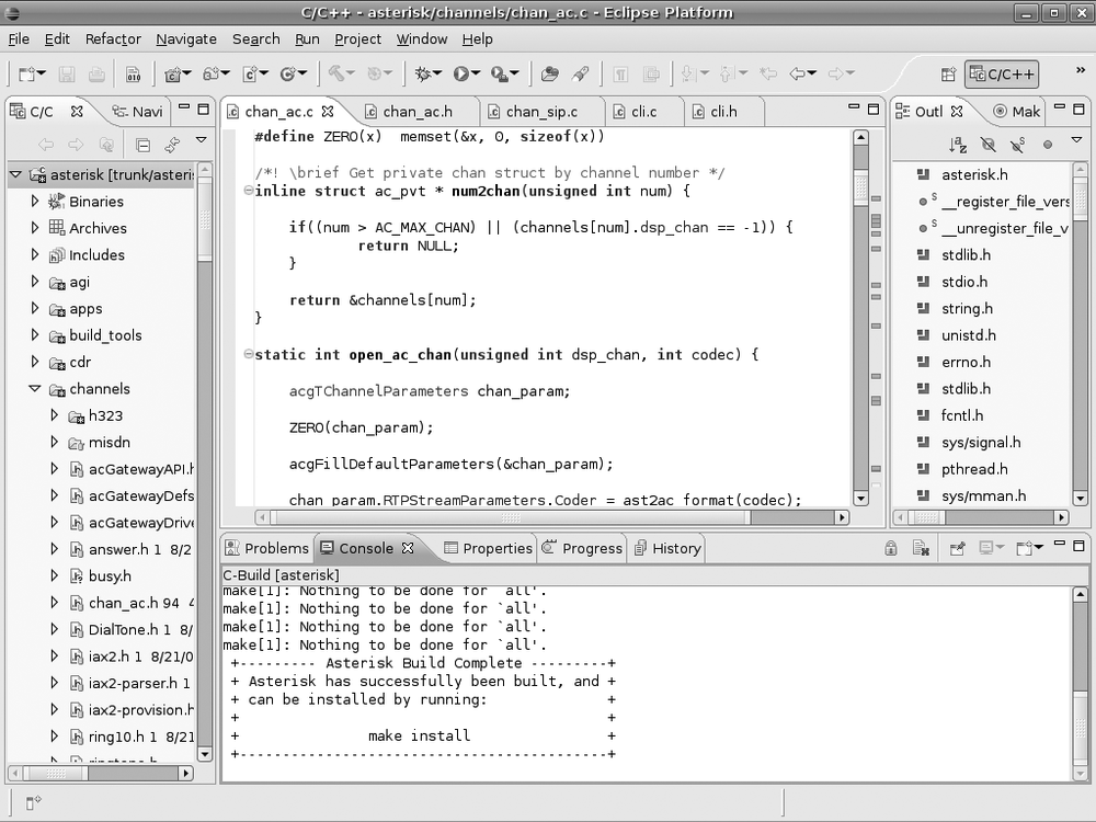 Eclipse screenshot showing a typical project
        workspace