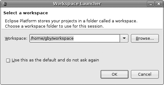 Eclipse workspace dialog